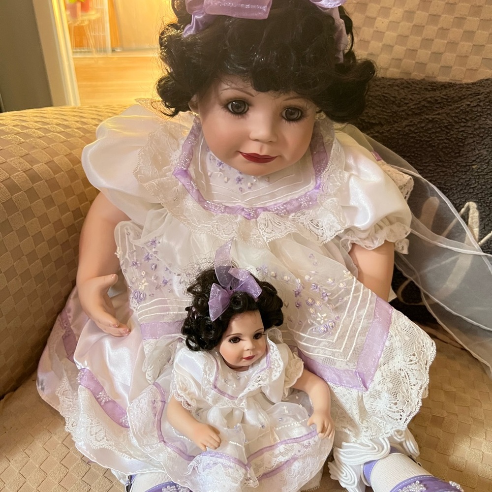 Fine Collectibles Baby Annette 15" Porcelain Doll #2147 & Tiny Tot Baby, 2 Dolls